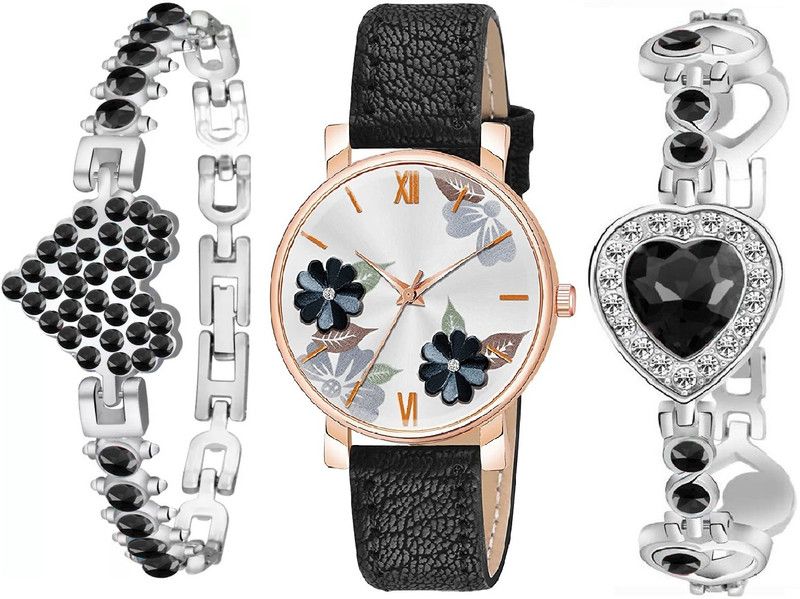Analog Watch - For Girls SW-386 New Stylish Black Dial Watch And Black with bracelet For Women