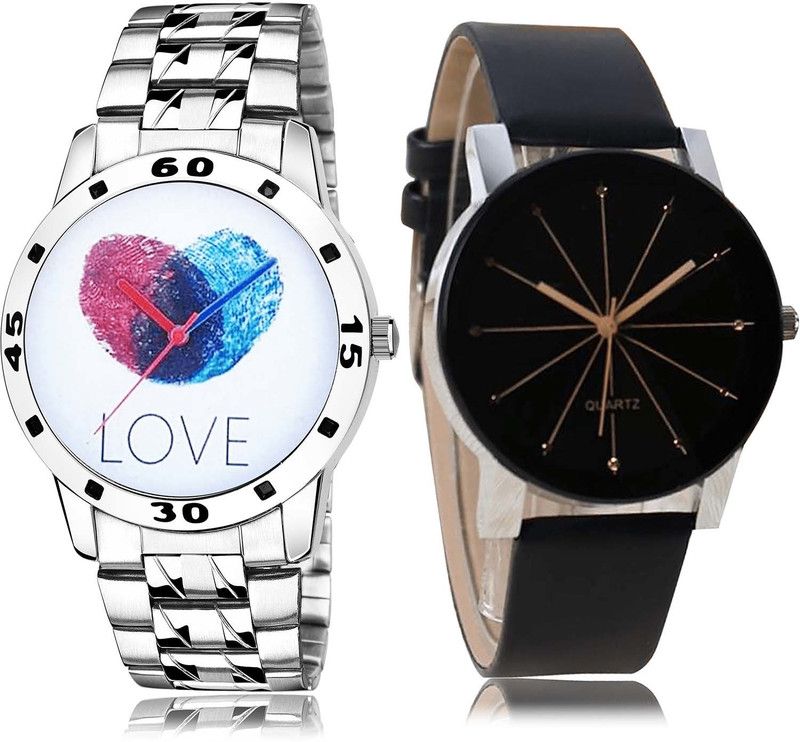 combo watch Analog Watch - For Boys Latest Fashionable Love Fingerprints Chain Watch And Crystal Watch - B812-B51 (Combo Of 2 )