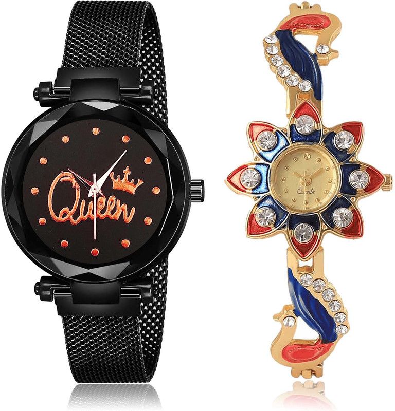 combo watch Analog Watch - For Women New Style Queen Magnet Chain And Peacock 2 Watch Combo For Girls And Women - G537-G118