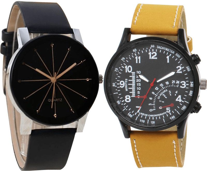 combo watch Analog Watch - For Girls h Traditional Analogue Black And Brown Color Boys And Men Watch - B51-B42 (Combo Of 2 )
