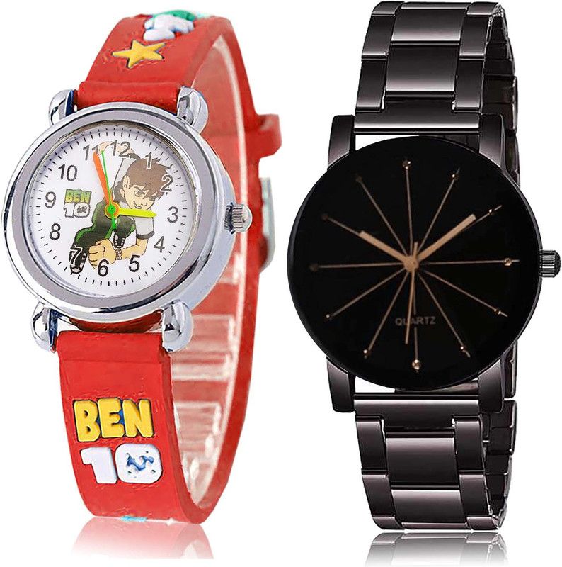 combo watch Analog Watch - For Girls Best Heart Ben 10 Kids And Crystal Shape Glass 2 Watch Combo For Girls And Women - GC118-G520