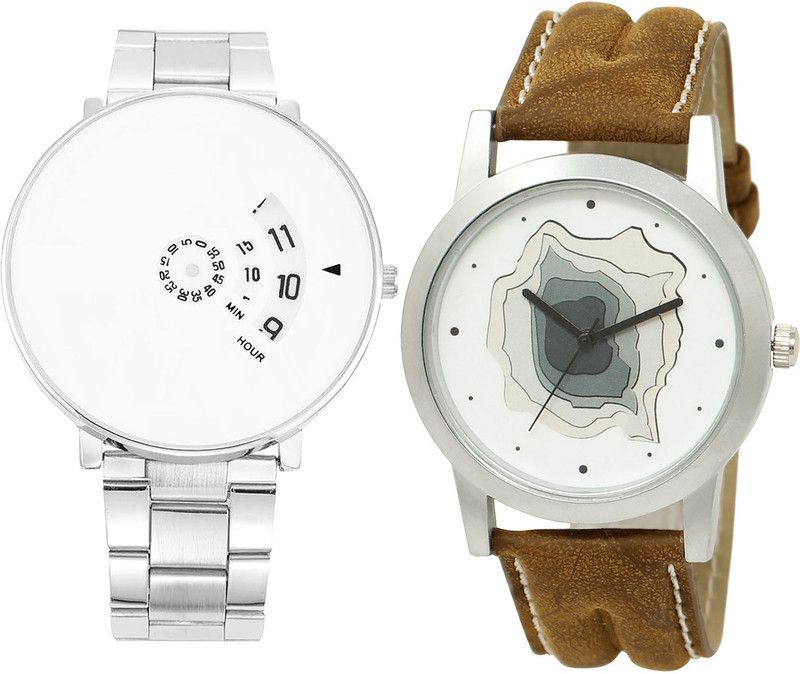 combo watch Analog Watch - For Girls Latest Luxury Analogue Silver And Brown Color Watch - B82-BL46.9