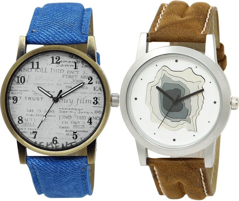 combo watch Analog Watch - For Girls Classical Unique Analogue Blue And Brown Color Boys And Men Watch - BL46.28-BL46.9 (Combo Of 2 )