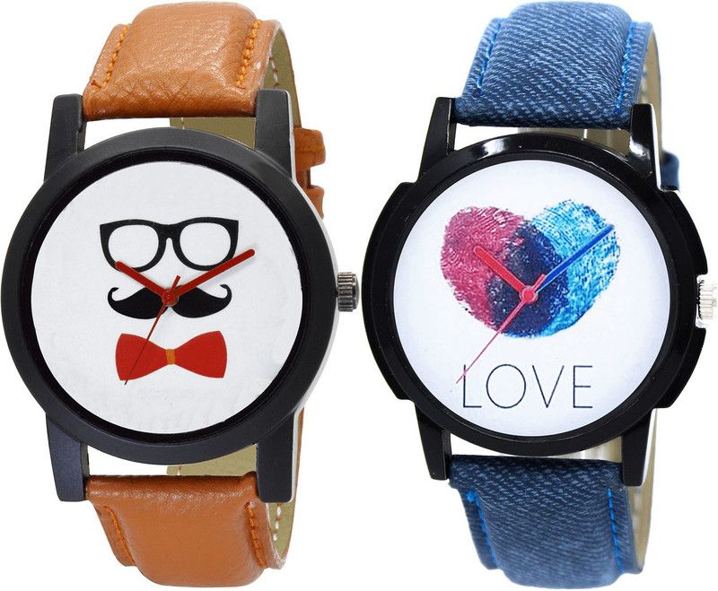 combo watch Analog Watch - For Girls Diwali Beard Style And Love Analogue Brown And Blue Color Boys And Men Watch - B53-B11 (Combo Of 2 )