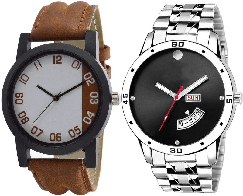 combo watch Analog Watch - For Girls Modern Royal Day And Date Analogue Brown And Silver Color Boys And Men Watch - B39-BL46.104 (Combo Of 2 )