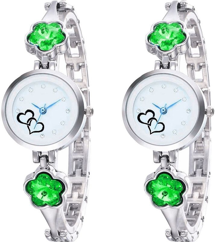 combo watch Analog Watch - For Girls Latest Valentine Love Valentine Analogue Silver Color Girls And Women Watch - G434-G434 (Combo of 2 )