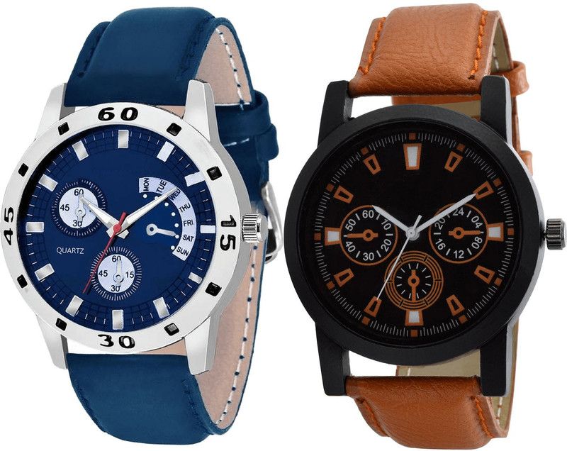 combo watch Analog Watch - For Girls Modern Quartz Analogue Blue And Brown Color Boys And Men Watch - B56-B31 (Combo Of 2 )