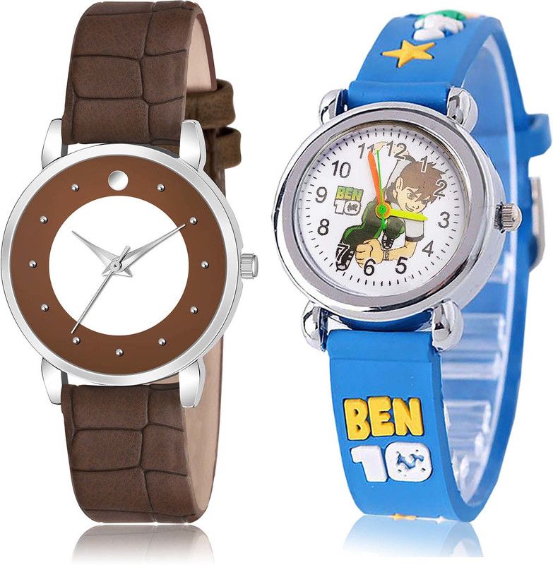 combo watch Analog Watch - For Women Classical Style Ben 10 Kids 2 Watch Combo For Girls And Women - GM338-GC97