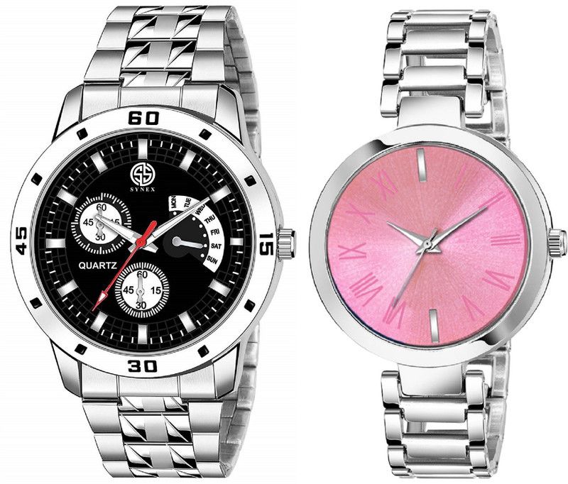 Analog Watch - For Men & Women D-4079|Pack of 2 Couple Combo New Sleek Look