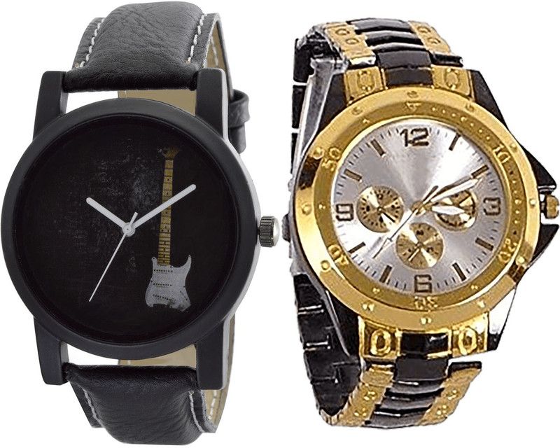 combo watch Analog Watch - For Girls Modish Unique Guitar Analogue Black Color Boys And Men Watch - B35-B73 (Combo Of 2 )