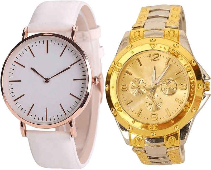 combo watch Analog Watch - For Girls Modern Style Analogue White And Silver Color Boys And Men Watch - B63-B75 (Combo Of 2 )
