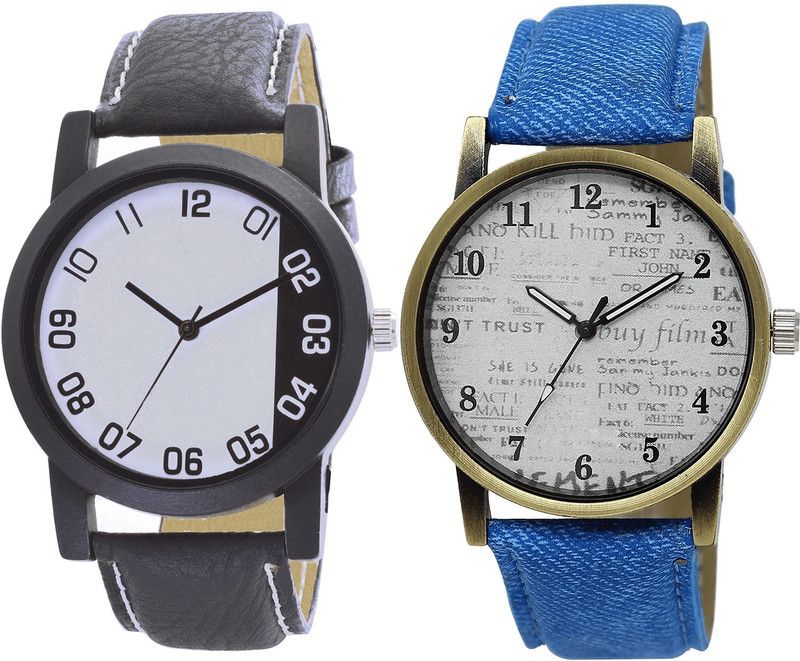 combo watch Analog Watch - For Girls Modern Italian Designer Analogue Black And Blue Color Boys And Men Watch - B41-BL46.28 (Combo Of 2 )