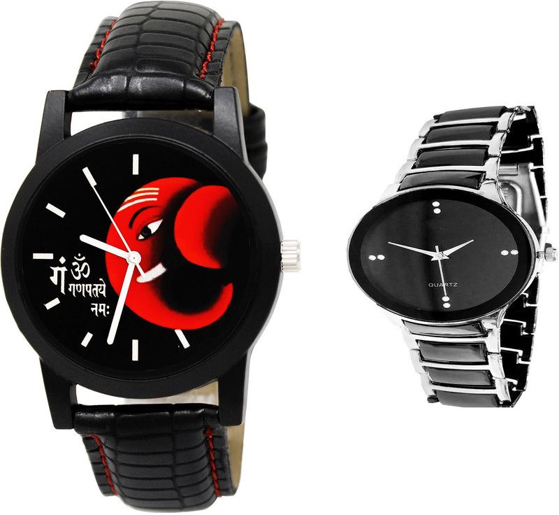 combo watch Analog Watch - For Girls Contemporary Gift Ganpti Analogue Black Color Boys And Men Watch - B120-B68 (Combo Of 2 )