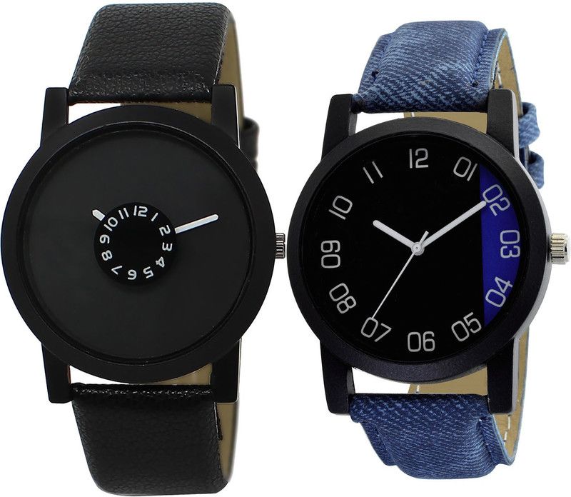 combo watch Analog Watch - For Girls Classical Model Analogue Black And Blue Color Boys And Men Watch - BL46.25-B37 (Combo Of 2 )