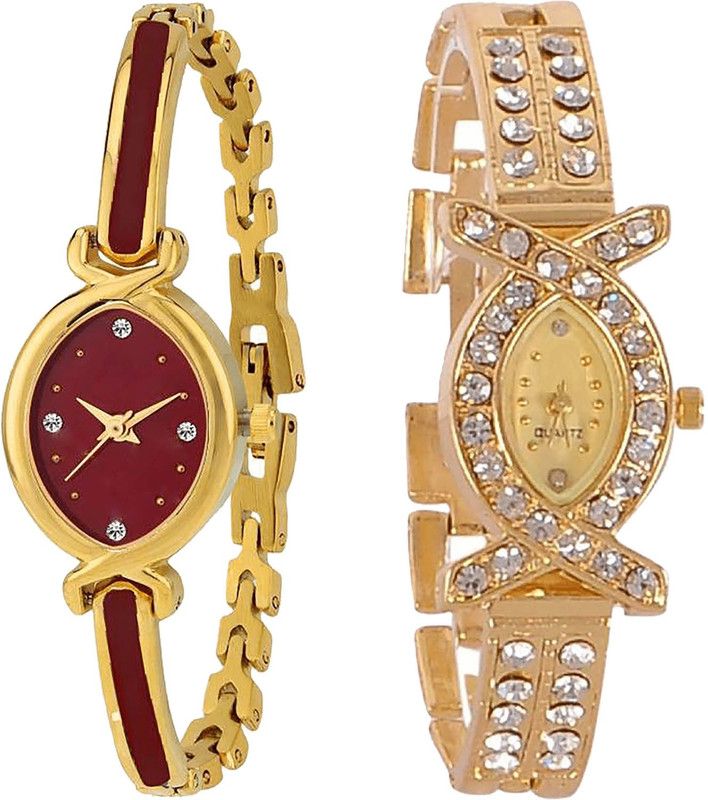 combo watch Analog Watch - For Girls Modern Quartz Analogue Gold Color Girls And Women Watch - G122-G125 (Combo Of 2 )