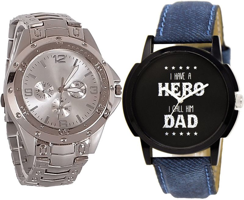 combo watch Analog Watch - For Girls Modish Designer Analogue Silver And Blue Color Boys And Men Watch - B72-BL46.7 (Combo Of 2 )