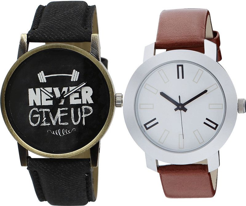 combo watch Analog Watch - For Girls Best Formal Never Give Up Analogue Black And Brown Color Boys And Men Watch - BL46.27-B44 (Combo Of 2 )