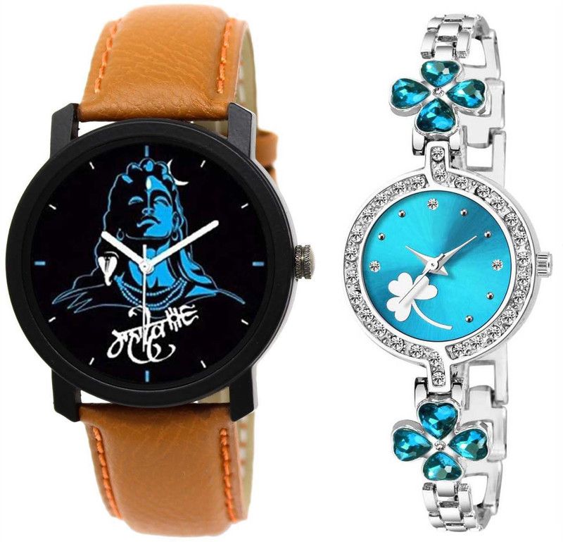 BLUE PRI. ORANGE B. & 236 SIL-SKY BLUE Analog Watch - For Couple NILKANTH MAHADEV COMBO WATCH FOR MEN AND WOMEN