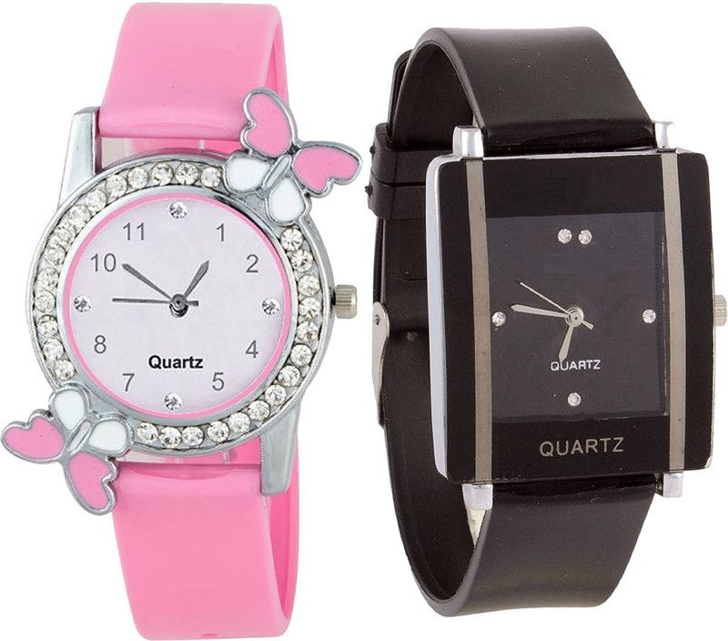 combo watch Analog Watch - For Girls Modern Gift Butterfly Analogue Pink And Black Color Girls And Women Watch - G99-G12 (Combo Of 2 )