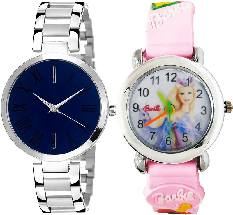 combo watch Analog Watch - For Girls New Diwali Barbie Doll Analogue Silver And Pink Color Girls And Women Watch - G298-G323 (Combo of 2 )
