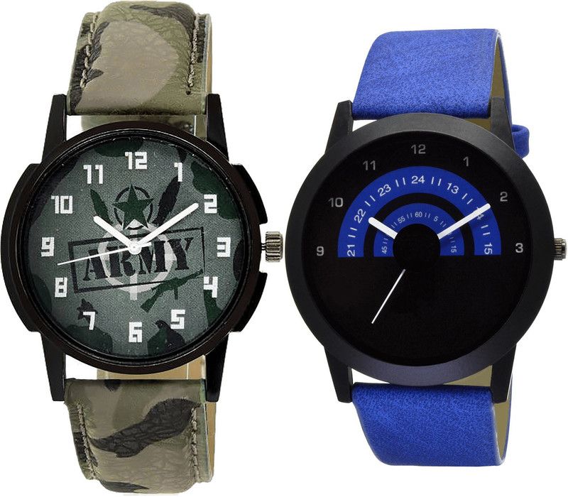 combo watch Analog Watch - For Girls Designer Army Analogue Green And Blue Color Boys And Men Watch - B21-B47 (Combo Of 2 )