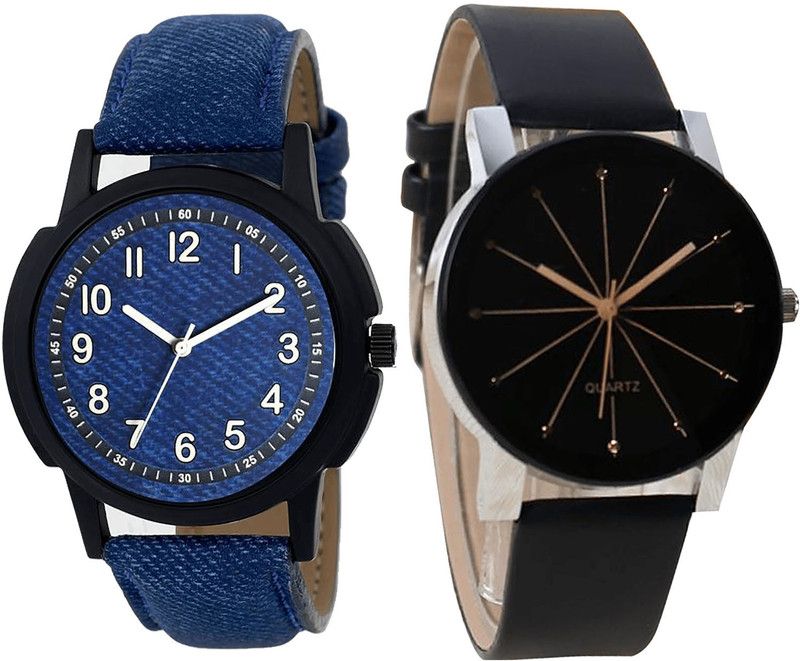combo watch Analog Watch - For Men & Women Modern Fashion Analogue Blue And Black Color Boys And Men Watch - B8-B51 (Combo Of 2 )