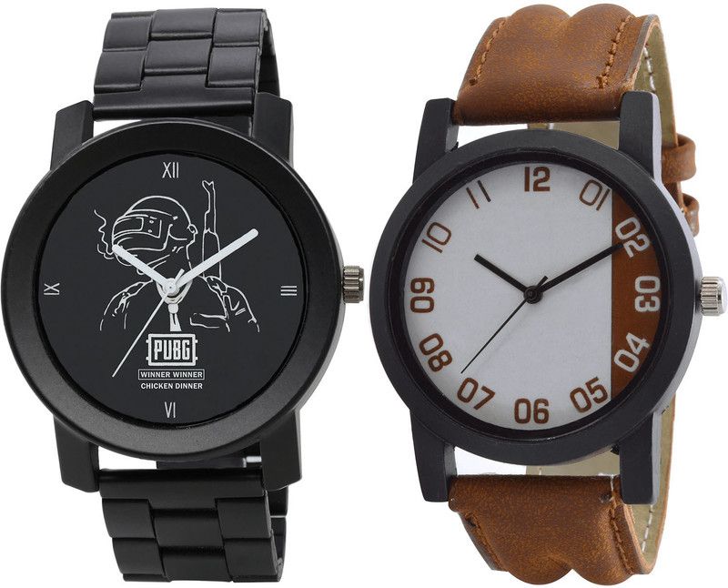 combo watch Analog Watch - For Men New Party Wedding PUBG Military Army Analog Black And Brown Color Boys And Men Watch - B165-B39 (Combo Of 2 )