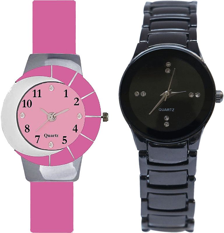 combo watch Analog Watch - For Girls Best Chronograph Analogue Pink And Black Color Girls And Women Watch - G9-G206 (Combo Of 2 )