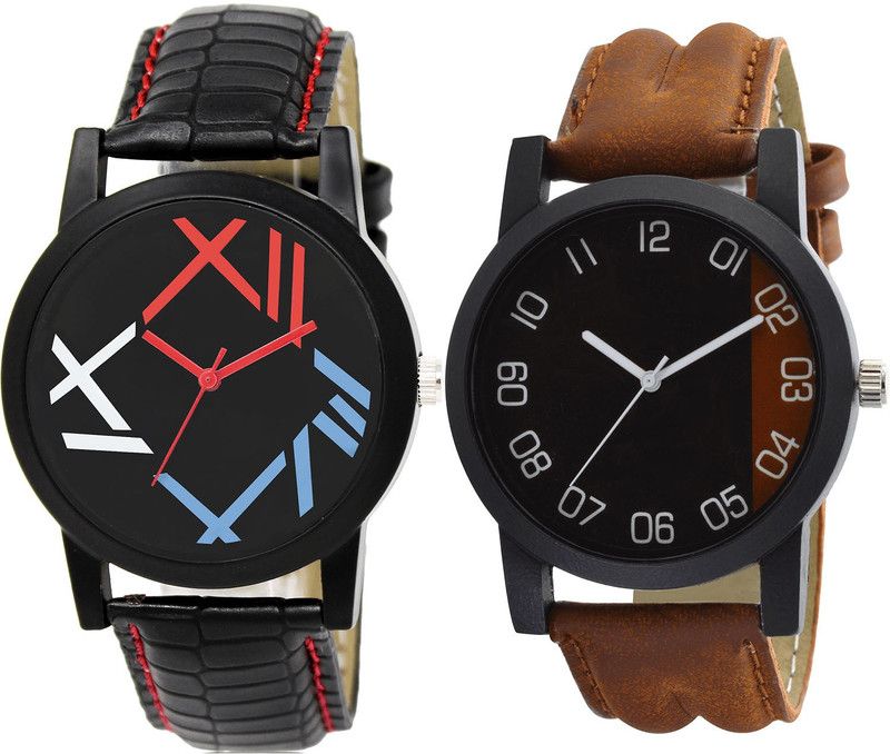 combo watch Analog Watch - For Girls Latest Party Wedding Analogue Black And Brown Color Boys And Men Watch - BL46.12-B36 (Combo Of 2 )