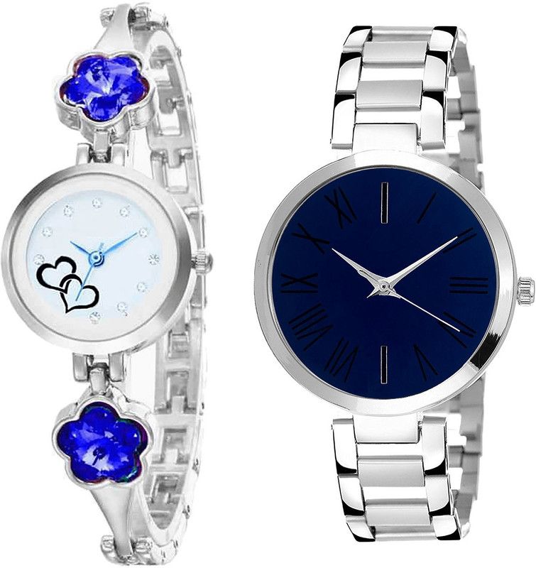 combo watch Analog Watch - For Girls Contemporary Chronograph Love Valentine Analogue Silver Color Girls And Women Watch - G433-G298 (Combo of 2 )