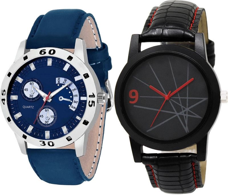 combo watch Analog Watch - For Girls Modish Analogue Analogue Blue And Black Color Boys And Men Watch - B56-BL46.8 (Combo Of 2 )