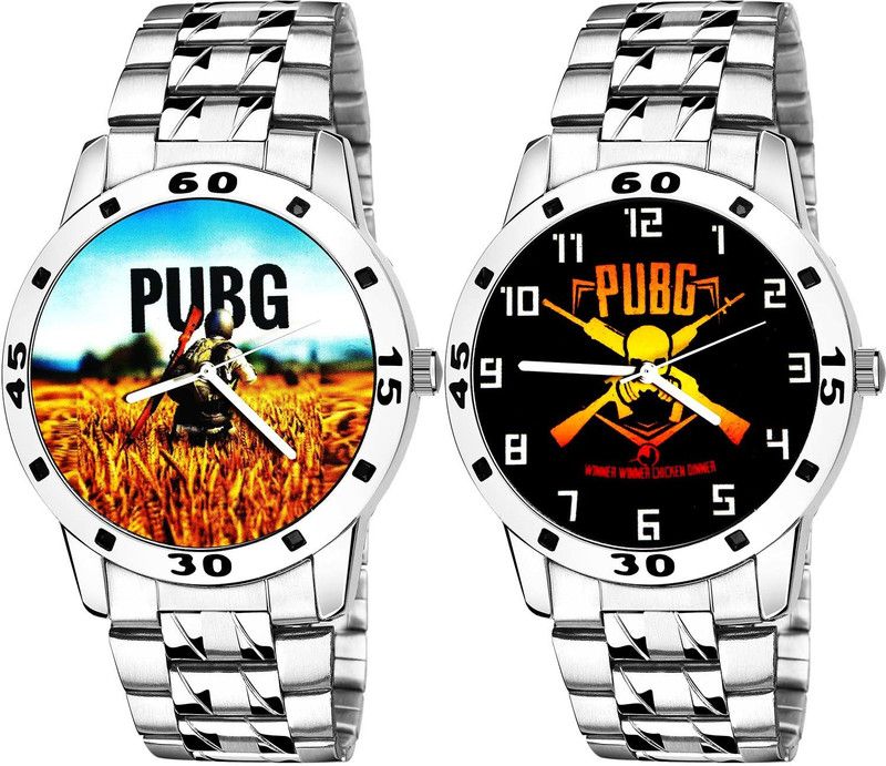 combo watch Analog Watch - For Boys Classical Style Pubg Military Army Chain Watch Silver Color Men Watch - B488-B640 (Combo Of 2 )