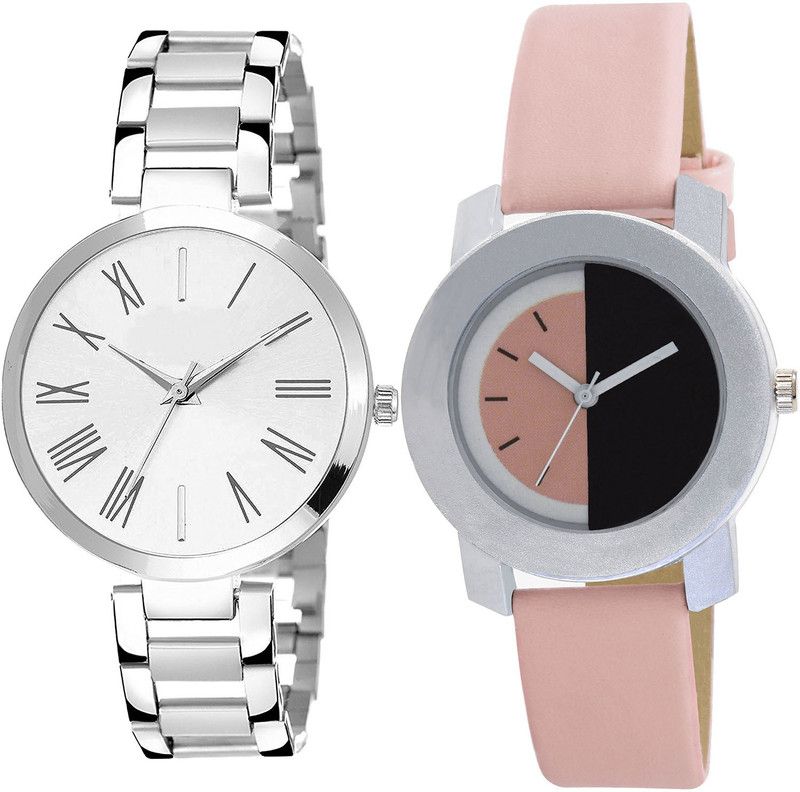 combo watch Analog Watch - For Girls Latest Branded Analogue Silver And Pink Color Girls And Women Watch - G300-G400 (Combo of 2 )