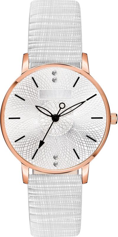 MT-313 Women Round Dial White Genuine Leather Belt Analog Watch - For Girls