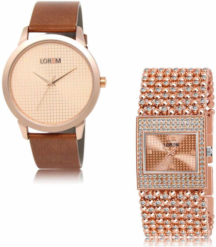 Analog Watch - For Men & Women LR Women LR34-LR287 Rose Gold Casual-Square Braclet Combo of 2