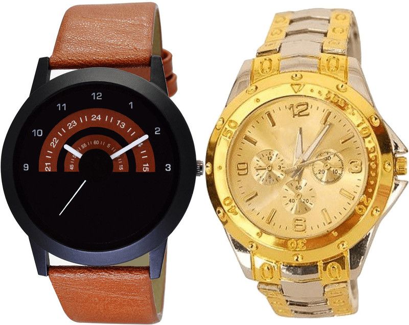 combo watch Analog Watch - For Girls Best Analogue Analogue Brown And Silver Color Boys And Men Watch - B46-B75 (Combo Of 2 )