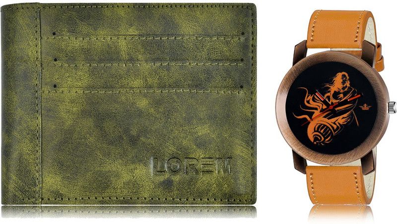 Combo Of Men Watch & Artificial Leather Wallet- Analog Watch - For Men FZ-WL17-LR64