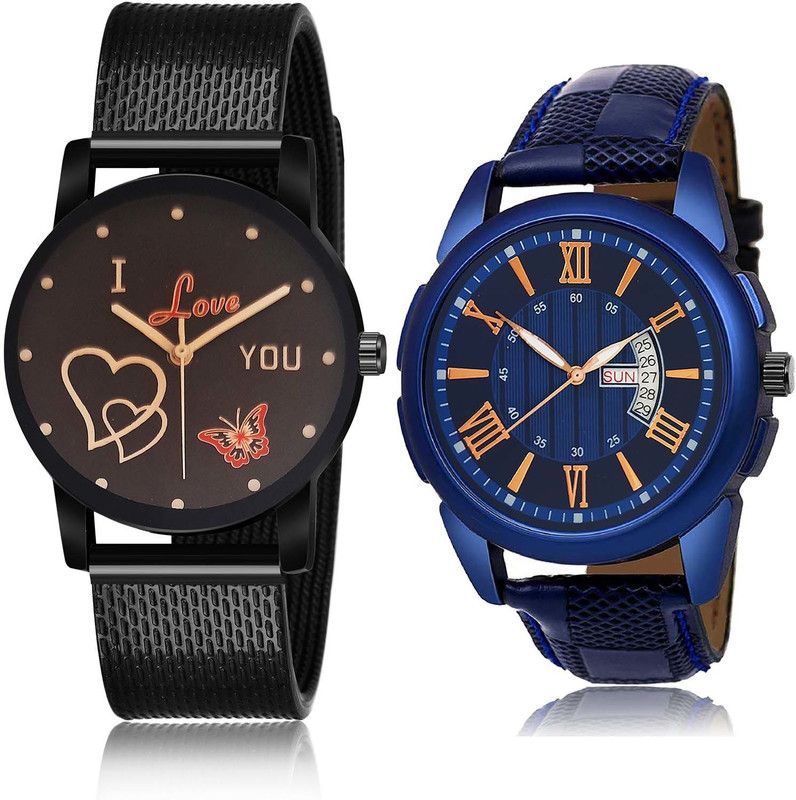 combo watch Analog Watch - For Boys Contemporary Tread I Love You And Day And Date 2 Watch Combo For Boys And men - BRM16-BRM1