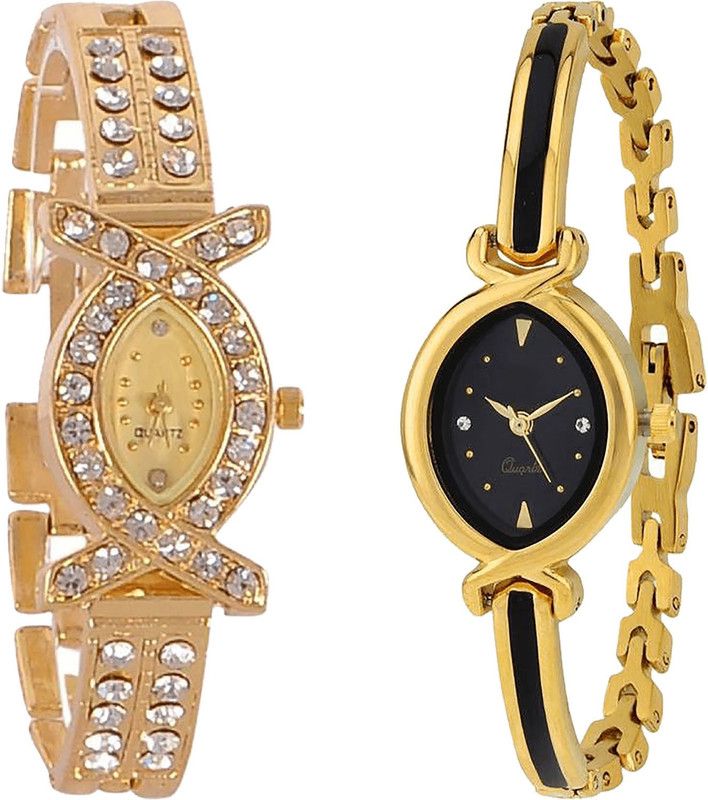 Analog Watch - For Girls Classical Traditional Gold Color Combo Watch (G125-G121) For Girls And Women