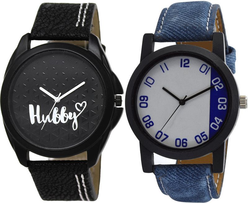 combo watch Analog Watch - For Men Latest Love Hubby Analogue Black And Blue Color Boys And Men Watch - BL46.31-B40 (Combo Of 2 )