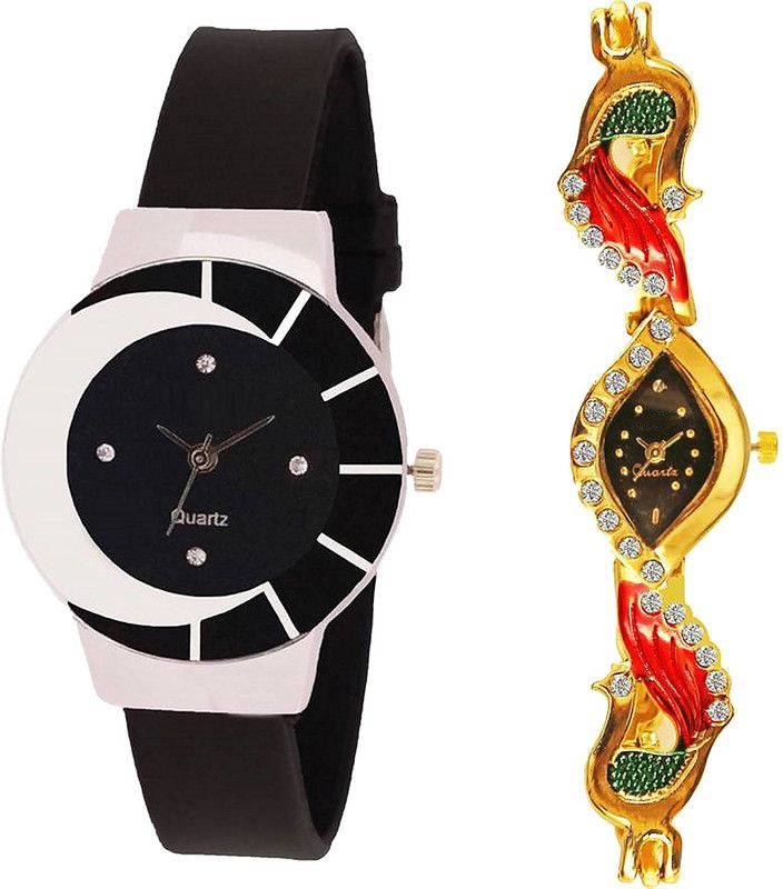 combo watch Analog Watch - For Girls Classical Formal Analogue Black And Gold Color Girls And Women Watch - G8-G117 (Combo Of 2 )