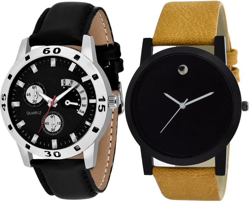 combo watch Analog Watch - For Girls Contemporary Unique Analogue Black And Brown Color Boys And Men Watch - B58-B59 (Combo Of 2 )