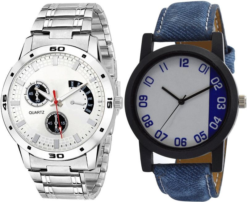combo watch Analog Watch - For Girls Brand New Love Analogue Silver And Blue Color Boys And Men Watch - B85-B40 (Combo Of 2 )