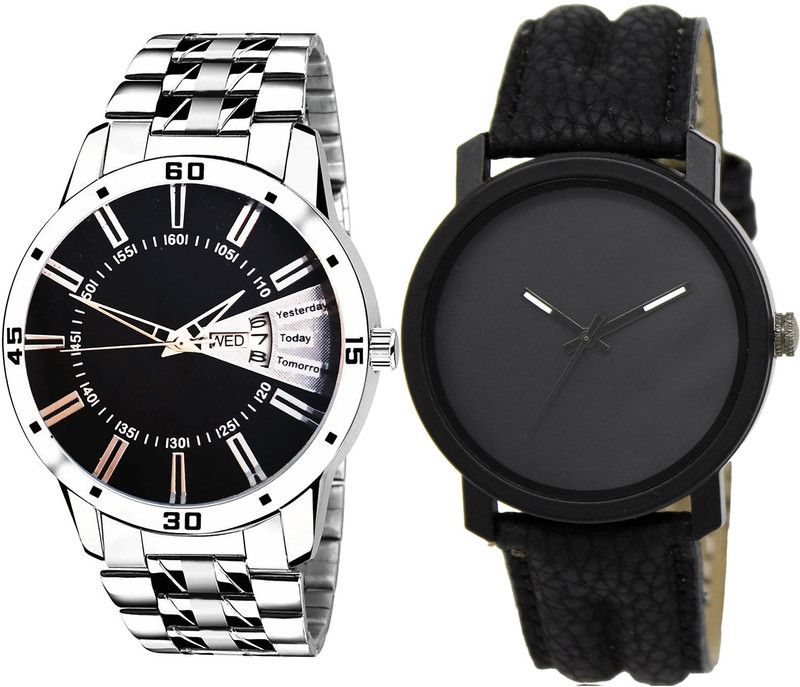 combo watch Analog Watch - For Boys Best Collection Day And Date Analog Silver And Black Color Boys And Men Watch - B191-BL46.21 (Combo Of 2 )