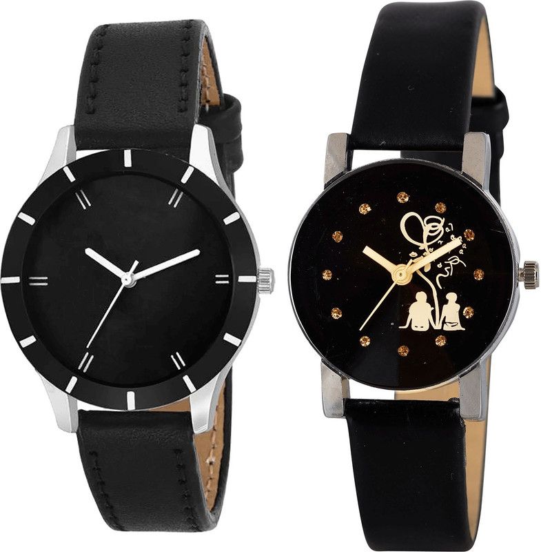 combo watch Analog Watch - For Girls Brand New Branded Love Valentine Couple Analogue Black Color Girls And Women Watch - G268-G389 (Combo of 2 )