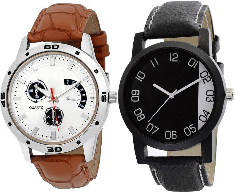 combo watch Analog Watch - For Girls Treading Traditional Analogue Brown And Black Color Boys And Men Watch - B52-B38 (Combo Of 2 )
