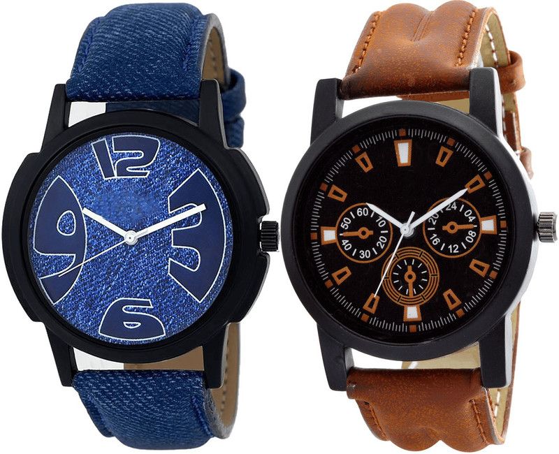 combo watch Analog Watch - For Girls Classical Traditional Analogue Blue And Brown Color Boys And Men Watch - B9-B30 (Combo Of 2 )