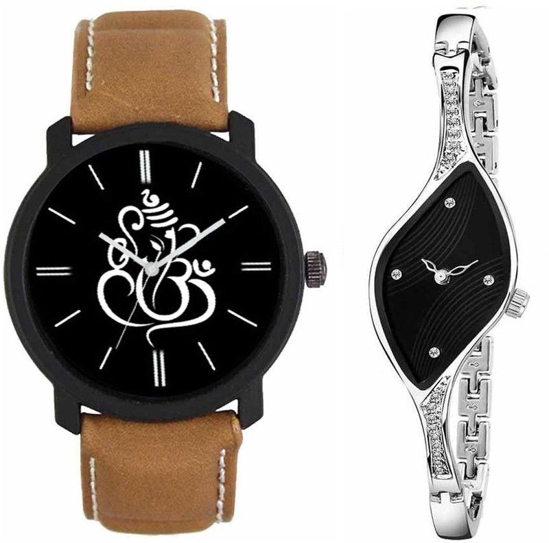 Analog Watch - For Couple BLACK AND WHITE GANESH COMBO WATCH FOR MEN AND WOMEN