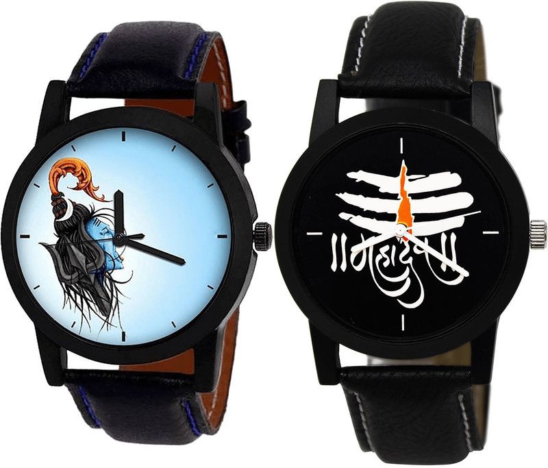 combo watch Analog Watch - For Girls Modern Collection Mahadev Analogue Black Color Boys And Men Watch - B22-B114 (Combo Of 2 )