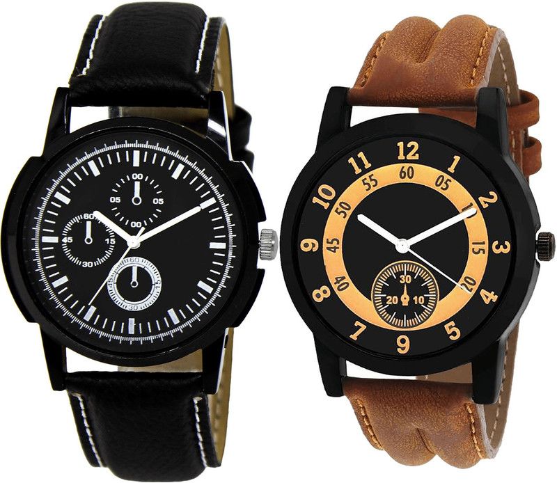 combo watch Analog Watch - For Girls Brand New Italian Designer Analogue Black And Brown Color Boys And Men Watch - BL46.13-B14 (Combo Of 2 )